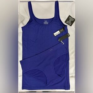 BeMe New York Ink Blue Long  Tank & Invisible Hipster Underwear Set Small NWT